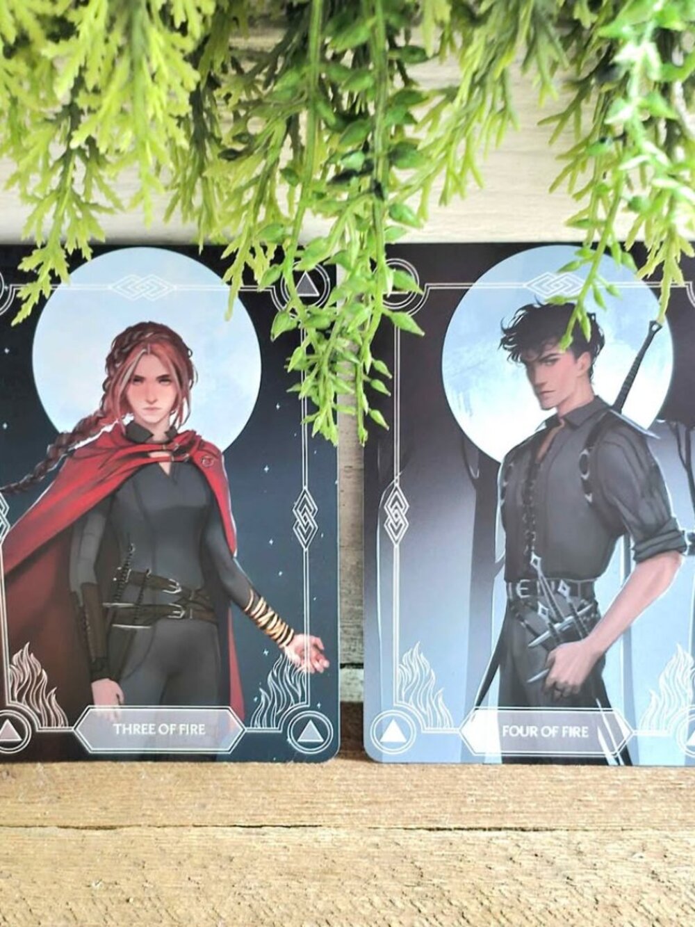 Fairyloot Shadow Reaper by Lynette Noni Three of Fire & Four of Fire Tarot Cards